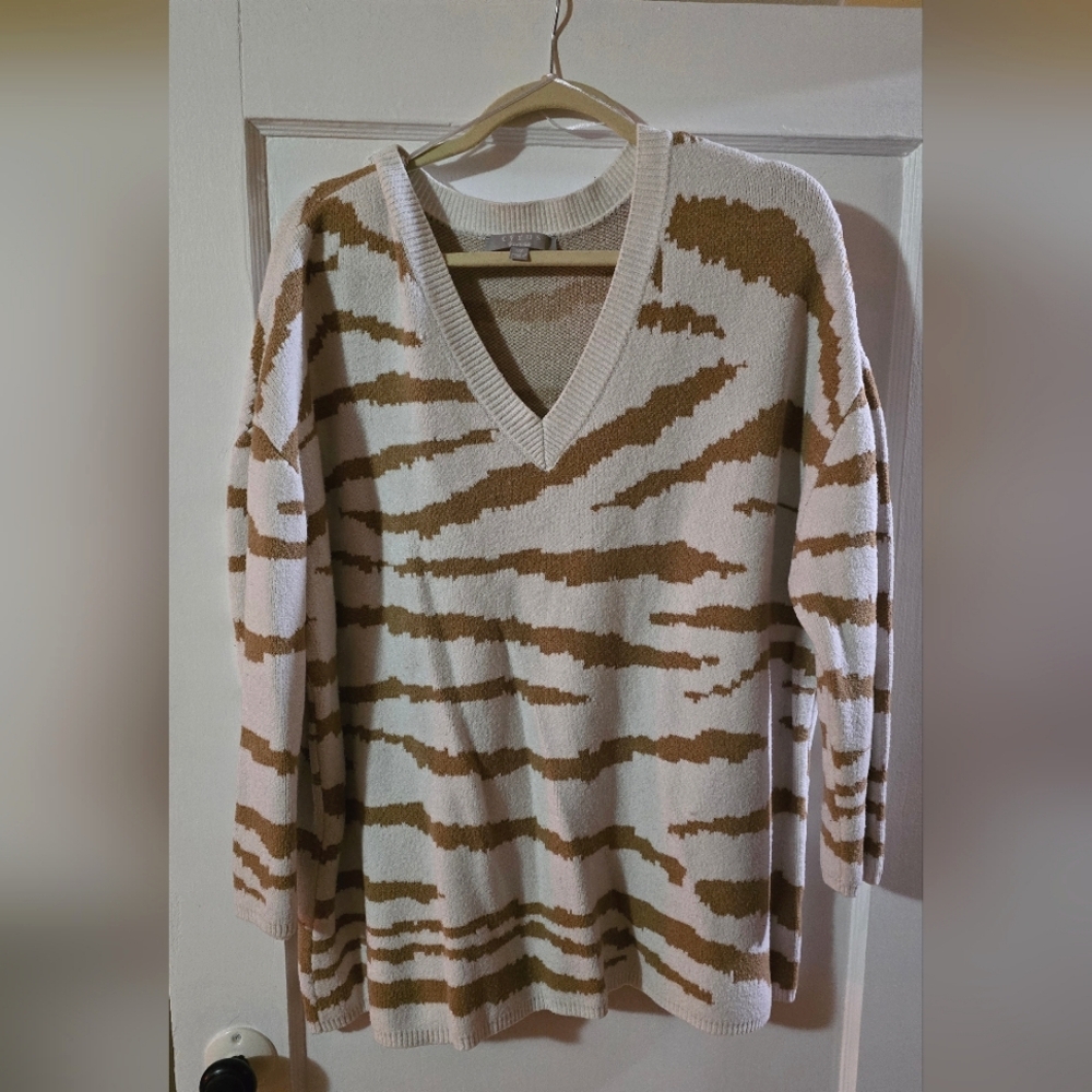 Gold and off-white zebra sweater 2x